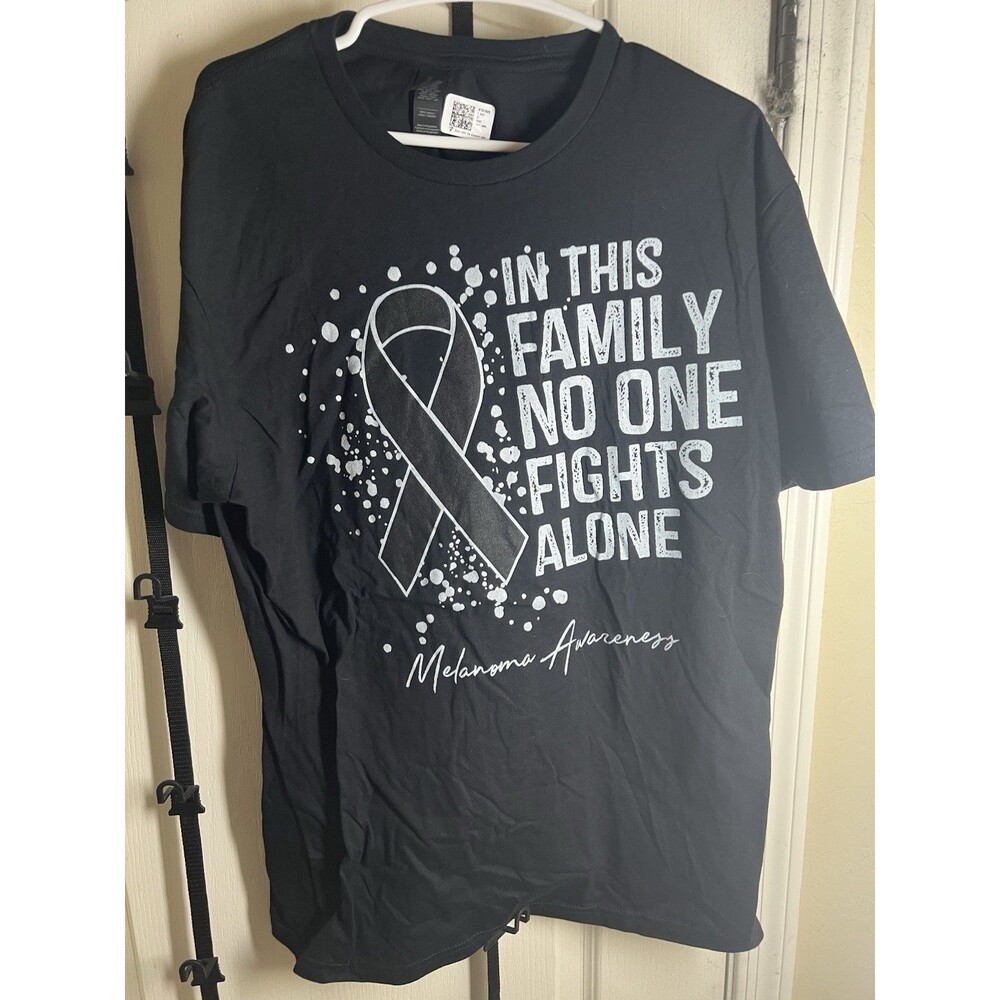 Melanoma Awareness In This Family No One Fights Alone Tshirt (Men's L)